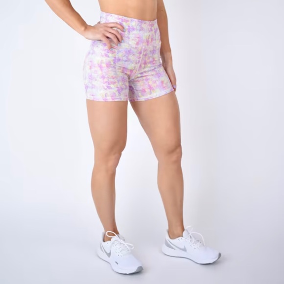 Fleo Women's Athletic Shorts - Pastel Purple and Yellow - Picture 1 of 10